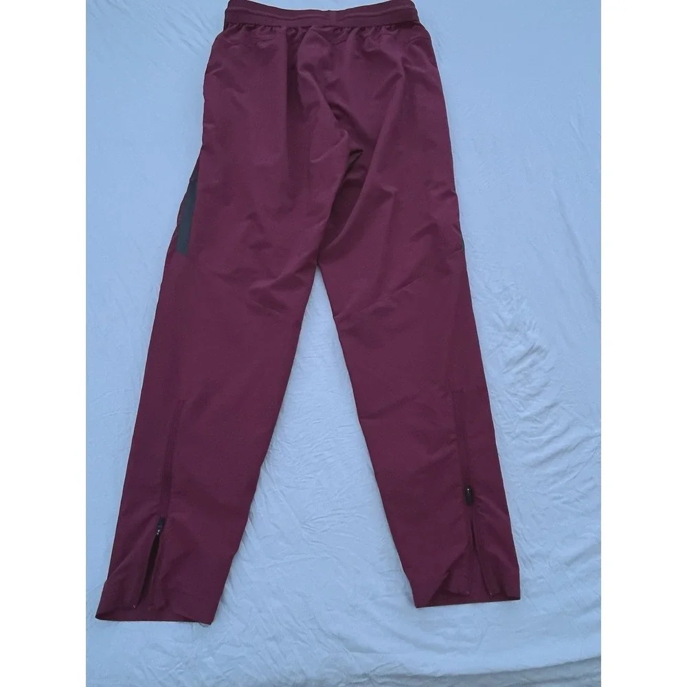 Nike Track Pant Medium Maroon Black Stripe Ankle Zip Dri-fit Poly Jogger New